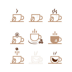 Coffee cup logo - vector illustration,Simple vector coffee icon,silhouette of cup coffee lover,hot coffe logo,Coffee cup and heart shapes,coffee lovers logo with cup concept