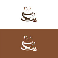 Coffee cup logo - vector illustration,Simple vector coffee icon,silhouette of cup coffee lover,hot coffe logo,Coffee cup and heart shapes,coffee lovers logo with cup concept