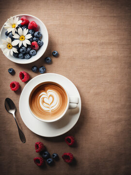 Coffee Cream with Black Berries and Flower