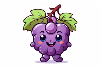 Fotobehang cool cute cartoon grapes © Salawati
