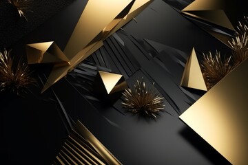 Black and Gold 3D Summer Abstract Background