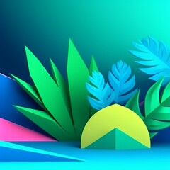 Blue and Green 3D Summer Abstract Background