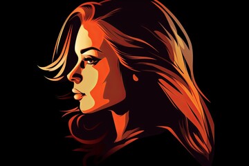 Bold Sleek Graphical Minimalist Female Profile Design