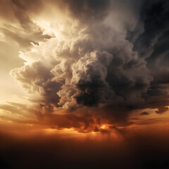 Dramatische Wolken, Sturm und Gewitter, Generative AI, KI - obrazy, fototapety, plakaty