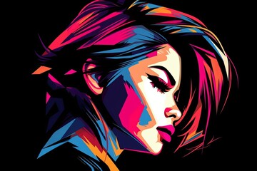 Naklejka premium Bold Sleek Graphical Minimalist Female Profile Design