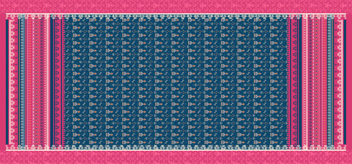 Fototapeta premium Digital kurti design Front Back, Sleeve and Dupatta Beautiful Textile Digital Print Design Indain Kurtis