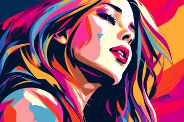 Naklejka premium Bold Sleek Graphical Minimalist Female Profile Design