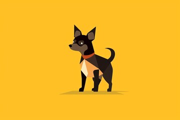 Chihuahua Dog Graphic Illustration Isolated on a Monochrome Background