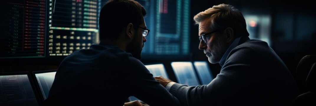 A trader mentors a student of stock trading. Generative AI