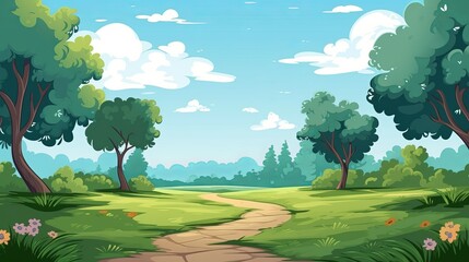 forest scene with various forest trees vector style, Generative ai