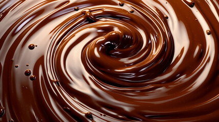 photograph of Melted chocolate swirl background macro lens realistic studio lighting. generative ai