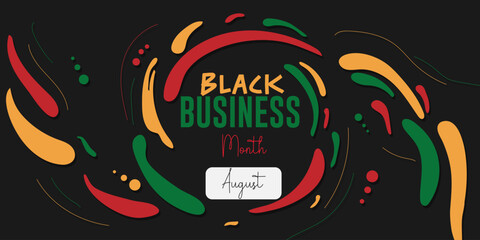 Celebrate Black Business Month in August with a horizontal poster, card, or banner background. Vector illustration