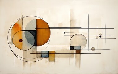 Painting style illustration abstract art geometric shape and line, generative ai