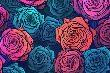 Colorful Roses Background Wallpaper Graphic Illustration