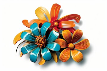 Obraz premium Colorful Vibrant Hand Drawn Radiant Unique Flowers Graphic Illustration Art