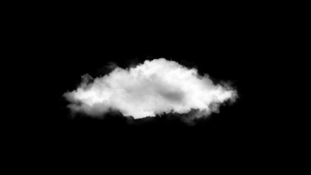 4k cloud loop. fast billowing cloud isolated on black background alpha, light rays shining, Steam, Transition, Smoke, Storm, Weather, Nature, Rain, Cloudscape, Heaven, isolated, air, summer, fog