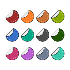 vector design of a set of colored and plain circle stickers without text