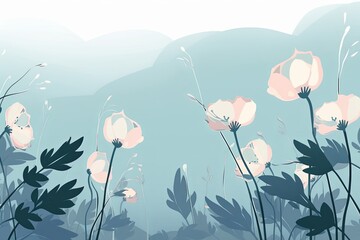 Colorful Vibrant Hand Drawn Radiant Unique Flowers Graphic Illustration Art