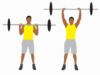 Fototapeta na wymiar person lifting weights shoulder exercise illustration white background 