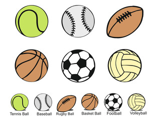 set of sport balls illustration white back ground