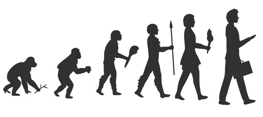 human evolution different stage illustration black stage 