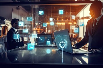 Businessman brainstorming and discussing ideas on meeting 