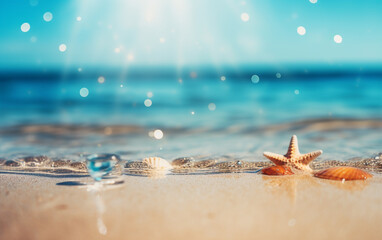 Fototapeta na wymiar Summer beach background shot in bokeh style