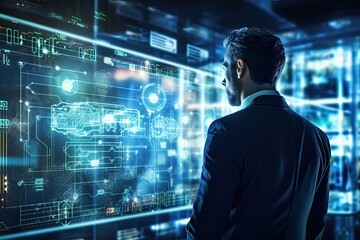 Man Monitoring AI Screen