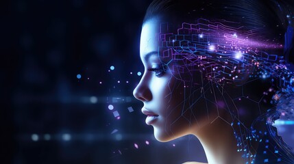 Advance Technology on Neuro, NLP and AI field with  Blue and purple theme