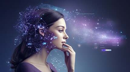 Advance Technology on Neuro, NLP and AI field with Blue and purple theme
