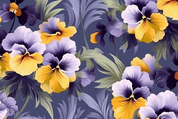 Colorful Vibrant Hand Drawn Unique Flowers Graphic Illustration Background