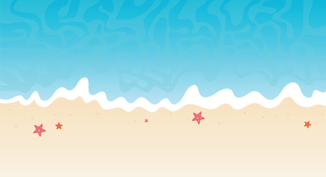 flat summer beach background with sea waves