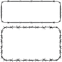 Barbed wire frame vector. Rectangle frame decoration