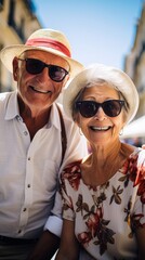 Seniors enjoy a luxurious and joyous vacation with style and enthusiasm. Generative AI