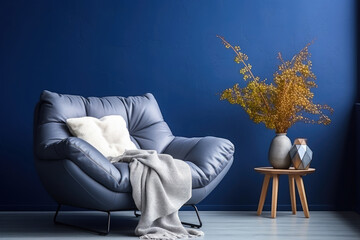 Cozy Blue Chair and Plant in Modern Interior Design