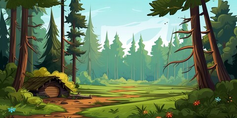 Vector style forest with tree, Generative ai