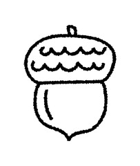 どんぐりの手書き線画ベクターイラスト／秋の植物 © Popo123