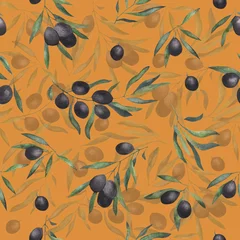 Gardinen Küche Muster  Olive branch. Watercolor illustration. Seamless pattern  © An Chubenko
