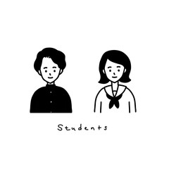 シンプルな学生たち　イラスト