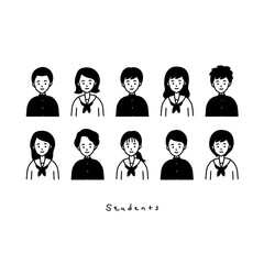 シンプルな学生たち　イラスト