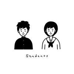 シンプルな学生たち　イラスト