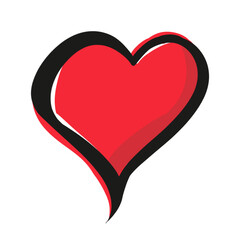 Hand Drawn Red Heart Design. Transparent Background.
