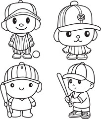 Cartoon boy baseball character fun