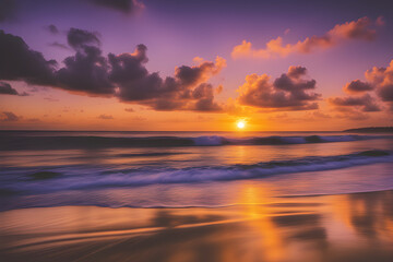 Fototapeta na wymiar sunset beach photo. Generative AI