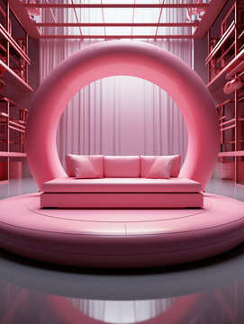 pink color tone contemporary interior design concept with pink furnitures