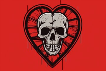 Creepy Dark and Strange Themed Heart Design Minimalist Graphic