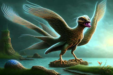 Crédence de cuisine en verre imprimé Dinosaures Archaeopteryx Dinosaur, Generative AI Illustration