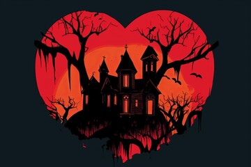 Creepy Dark and Strange Themed Heart Design Minimalist Graphic