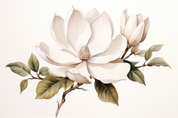 big bunch of magnolias isolated on white, AI Generated