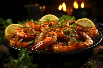 grilled shrimps on the grill	
